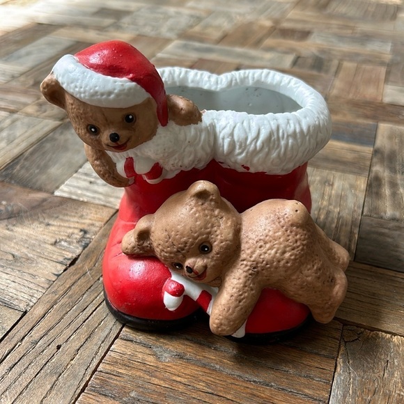 House of Lloyd Vintage Christmas Teddy Bear Planter - Picture 1 of 7